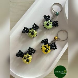 พวงกุญแจลูกปัด มิกกี้เม้าส์ มุกเทียม ขนาด 4 มิล คละสี