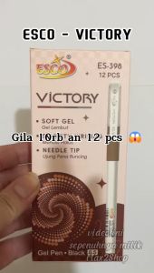 Pulpen Gel 0.5 MM Gelpen ESCO Victory isi 12 pcs Tinta Hitam