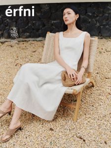 Eifini | Đầm Hè Che Khuyết Điểm Hông Hình Hoa Cắt Cao Cấp Linen Tencel