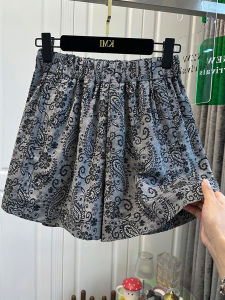 Retro High Waist Wide Leg Casual Pants Women Summer Thin Outerwear Large Size Loose Slimming Shorts Polyester Fiber