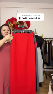 Chân Váy Dài 90cm 2 Túi Chéo Chất Vitex Hàng 2 Lớp Dày Đẹp Màu Hồng Sen Size S-XXL Hack Dáng