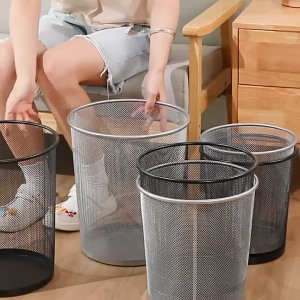 Metal Mesh Dustbin Metal Wire Mesh Waste Rubbish Bin Lid Kitchen Office Metal Dustbin Recycling Trash Bin Rubbish Bin 垃圾桶 铁网垃圾桶