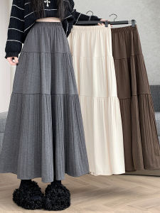 กระโปรงสั้นทรงเอผ้าขนสัตว์เอวสูงสำหรับผู้หญิง ฤดูใบไม้ร่วง/ฤดูหนาว กระโปรงยาวปานกลางทรงเค้กแบบใหม่ กระโปรงทรงสั้น กระโปรงทรงเอ กระโปรงทรงสั้น