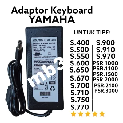 adaptor untuk keyboard yamaha psr s400/s500/s600/s700/s900/s950/psr1000/psr3000 autput 16V-24A