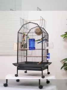 Spacious Pet Bird Cage With Wheels Top Opening Large Metal Aviary Easy Cleaning for Parrots Pet Birds Indoor Use