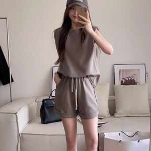 Motie End Stickers Right-Angle Shoulder Suit Female 2023 New Arrival Summer Loose Casual Fashion Bean Bag Sleeveless Two-Piece Suit
