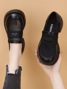 Brand Net Shoes Womens Spring Summer New Style Breathable Thin Heel Medium Heel Single Shoes Fashionable Comfortable Footwear
