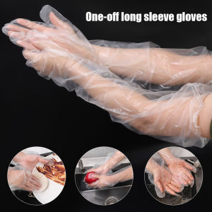 Disposable PE Long Gloves Translucent Non-slip Thickened Washing Dishes Cleaning Accessories