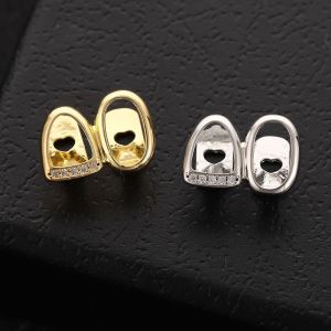 Hip Hop Hot Tooth Decoration Zircon Micro Inlaid Tooth Set Teethgridz Double Hollow Tooth Decoration