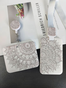 Original High Aesthetic Lace Work ID Card Holder Lanyard Retractable Horizontal Version Campus Bus Meal Card Holder Clip