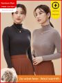 Warm Fleece Lined High Collar Wool Underwear Women's Thermal Top Base Layer Shirt Simplistic Design Winter Essential. 