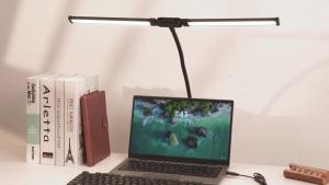PULUZ | PULUZ Double Head LED Desk Lamp Flexible Gooseneck Tube with Clip Fill Light 10-level Adjustable Eye Protection Table Lamp Light