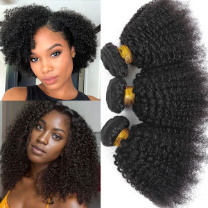 บราซิล Afro Kinky Curly Human Hair Bundles 4b 4c Afro kinky Bulk มนุษย์ผมสาน Bundle Deal ผมส่วนขยายขายส่ง