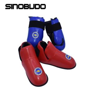 High Quality ITF Taekwondo Gloves Foot Ankle Guard PU Leather Gloves Martial Arts Karate Training Protector Equipment( Red/Blue)