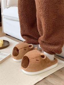 รองเท้าแตะผ้าขนหนูทรงสามมิติ รองเท้าแตะผ้าขนหนูแบบสวมสำหรับคู่รัก อบอุ่นสำหรับในบ้านและกลางแจ้ง ฤดูหนาว รองเท้าแตะผ้าฝ้ายสำหรับผู้ชายและผู้หญิง