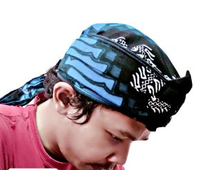 Blangkon Motif Manggar Hitam Katun Halus Bunga Padi Bisa Dicuci iket jagokaryan