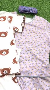 Bykiddos - Baju Anak Perempuan Piyama Musim Panas / Baju Tidur Anak Celana Cropped Lengan Pendek import