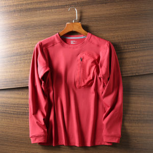 Outdoor Functional Sport High Elastic Quick Dry Fleece Long Sleeve Base Shirt Mens round Neck T-shirt Trendy Standard Fit
