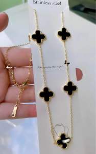 KALUNG TITANIUM EMAS 5CLOVERS ORIGINAL ANTI KARAT ANTI LUNTUR