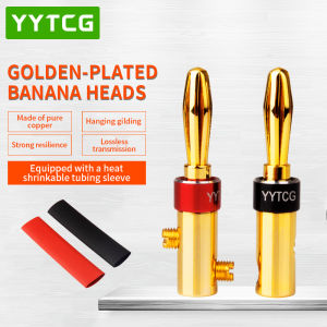 YYTCG 4Pcs 24K Copper Gold plated banana connector speaker plug 4.5mm banana jack to match 4.5mm Within lead