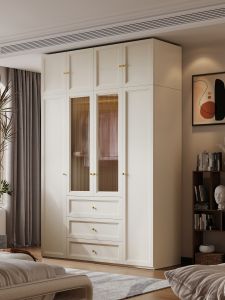 French Style Glass Door Wardrobe Bedroom Corner Assembly Adult Closet Home Furniture Compact Size Master Bedroom Small Apartment
