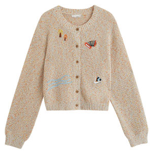 INMAN | Vintage Colorful Embroidery Shimmer Cardigan