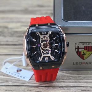 JAm tangan Pria Leopard 8831 tali silicon /rubber tanggal aktif analog original
