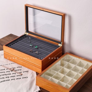 Jiyun Colorful Solid Wood Jewelry Box with Lid Bracelet Necklace Ring Earring Display Storage Placement Jewelry Box