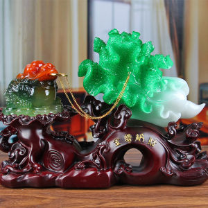 ของตั้งโชว์คางคกสีทองเรียกทรัพย์งานฝีมือรูปผักกาดหยกไซส์ใหญ่ของตกแต่งโต๊ะสำนักงานแคชเชียร์ของขวัญสำหรับเปิดกิจการร้าน