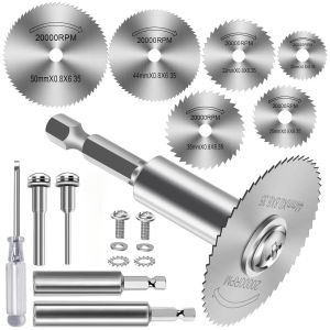 HSS Circular Saw Blade Set 1/4 Inch Hex Shank Multi-Function Cutting Disc for Rotary Tool Metal Wood Plastic