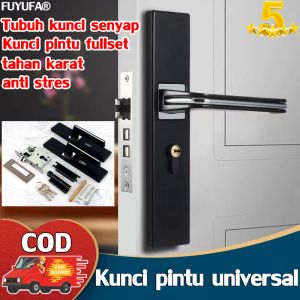 Instalasi universal 100% kunci pintu rumah kayu Senyap tahan pemasangan tahan tekanan dan tahan korosi cocok pintu kayu pintu besi pintu kamar mandi pintu kamar tidur Kunci handle pintu set lengkap(kunci pintu kamar Kunci gagang Pintu Tanggung Door Lock)