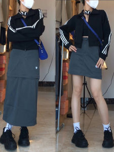 Gray Sporty Mini Skirt Womens High Waist A-Line Skirt Conceals Belly Flattering College Style plus Size Workwear Skirt