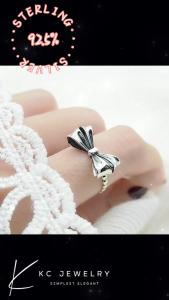 KC Jewelry S925 Sterling Silver Adjustable Bowtie Ring