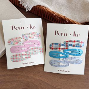 Cute Basic Plaid Wave Girls Hair Clips Set Baby Hair Barrettes Fringe Hair Clips BB Clips Korean Style Children Accessories