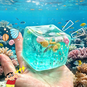 Squishy Maltose Cubes Fidget Toy Super Soft Transparent Star Squeeze Toy Ocean Sensory Anti-stress Toy for Friend Christmas Gift