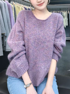 QINGNAER | Gentle Style Sweater Large Size V-Neck