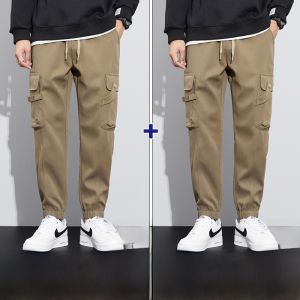 ROMON | Romon Mens Casual Elastic Waist Pants American Style Trendy Workwear Loose Long Trousers Autumn Winter New Arrival