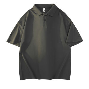 Áo Thun Nam Cổ Polo Màu Xanh Lam Nặng Nề Tay Ngắn Dáng Rộng Mùa Hè Thời Trang Mỹ Thường Ngày Bằng Polyester