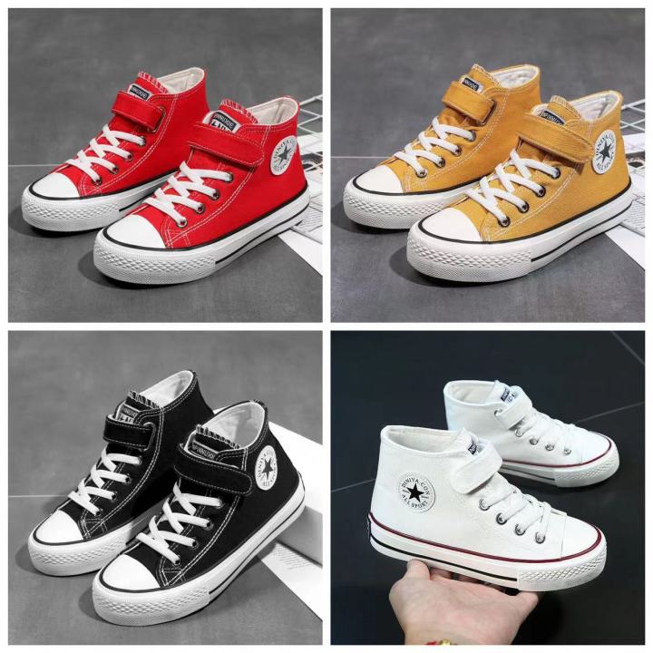 kids shoes velcro canvas shoes for kids girls high-tops rubber shoes