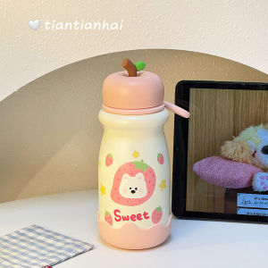 Large Capacity Stainless Steel 316 Portable Insulated Water Bottle Cute Female Straight Drinking High Aesthetic Value Student