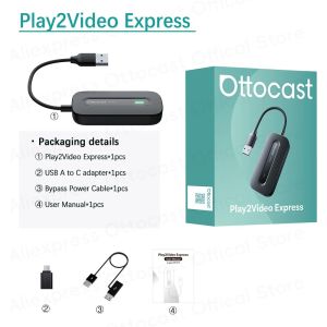 ottocast | Ottocast Play2Video Express Ai Box Wireless CarPlay Android Auto Adapter Built in Youtube Netflix IPTV Video Box for 98% of Cars