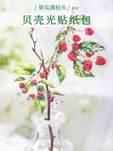 20pcs Fruit Filled Branches Supplies Selections PET Sea Light Sticker Decorative Package Stationery Scrapbook cut 136*90mm