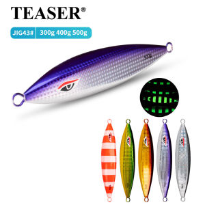 TEASER J43 Saltwater Fishing Metal Jigging Lure 300g 400g 500g Laser Coating Hard Jigbait Luminous Fast Sinking Jig Lures