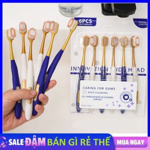 Set 6 Bàn Chải Đánh Răng Lông Tơ Mềm Mịn Không Đau Nướu - Bàn Chải Răng Lông Mịn Chăm Sóc Răng Miệng Cho Bé - Bàn Chải Than Tre Chải Êm Sạch Mảng Bám