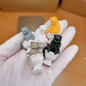 WHPHous | Mini Toilet Cat Figurine Funny Cartoon Resin Ornament 5 Color Options for Living Room Desk Shelf Decorative Gift