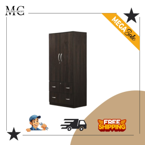 【LOCAL SELLER】ALAN WALNUT 2 DOOR OPEN WARDROBE ( FREE DELIVER & INSTTALLION)