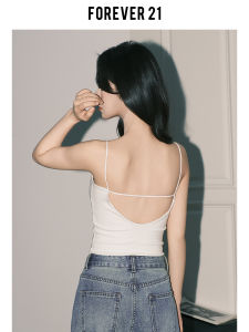 Forever21 Pure Desire White V-neck Slim Fit Womens Top with Chest Pad Casual Spring Inner Wear Small Strap Vest