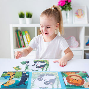 ปuzzle ที่พับได้สำหรับเด็ก เรียนรู้ก่อนเรียน ปuzzle แม่เหล็ก ภาพสัตว์ ผลไม้ ดinosaur ปุ่มติดแม่เหล็กสำหรับเด็กอายุ 2-3-6 ปี