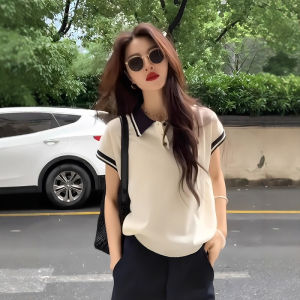 DUOFEIYAN | Áo Polo Knit Bạc Hà Tơ Tằm cho Phụ Nữ