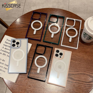 KISSCASE Luxury Square Acrylic For Magsafe Magnetic Shockproof Case For iPhone 14 Pro Max 14 Plus 13 12 11 Pro Max Wireless Charge Armor Clear Cover